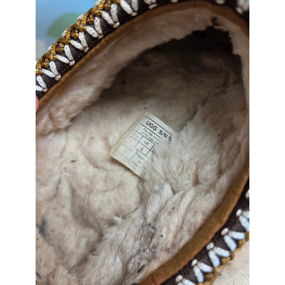 UGG Tasman Chestnut Suede Embroidered Braid Slippers 5955 Brown Womens 7 - Picture 6 of 9